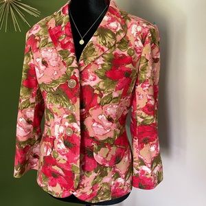 Ann Taylor size 4 button jacket/ blazer. Floral pink